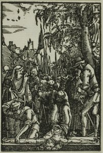 Clavado a la cruz, de La caída y redención del hombre de Albrecht Altdorfer