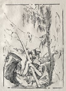 San Cristóbal cruzando el agua con Cristo en sus hombros, 1513 de Albrecht Altdorfer
