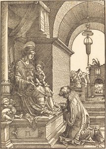 Suplicante Arrodillado ante la Virgen y el Niño de Albrecht Altdorfer