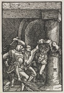 La caída y redención del hombre: Flagelación de Cristo, c. 1515 de Albrecht Altdorfer