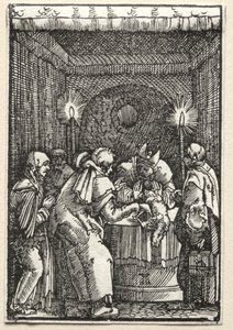La caída y redención del hombre: La ofrenda de Joaquín rechazada por el sumo sacerdote de Albrecht Altdorfer