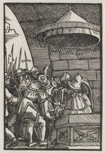 La caída y redención del hombre: Pilato lavándose las manos, c. 1515 de Albrecht Altdorfer