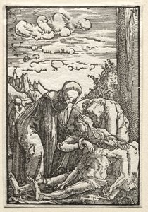 La caída y redención del hombre: El lamento bajo la cruz, c. 1515 de Albrecht Altdorfer