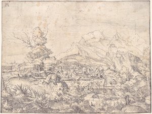 El gran paisaje con el molino de agua de Albrecht Altdorfer