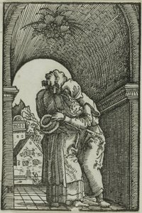 El encuentro de Joaquín y Ana, de La caída y redención del hombre de Albrecht Altdorfer