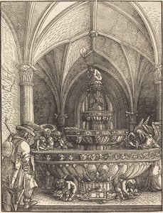 El descanso en la huida a Egipto en una fuente de Albrecht Altdorfer