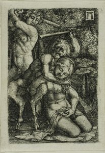 Dos sátiros luchando por una ninfa de Albrecht Altdorfer