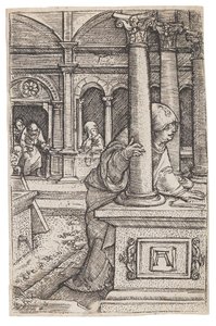 La Virgen María buscando a Jesús de doce años en el Templo de Albrecht Altdorfer