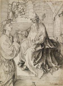 Un joven arrodillado ante un potentado de Albrecht Dürer