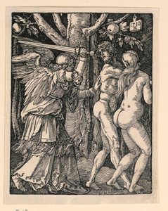 Adán y Eva expulsados del Paraíso, de la serie La pequeña pasión de Albrecht Dürer