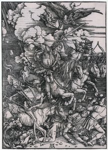 Los jinetes del Apocalipsis, figura III, lámina 5 de la serie «El Apocalipsis» de Albrecht Dürer