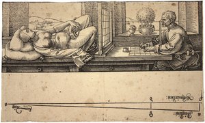 Artista dibujando un desnudo con dispositivo de perspectiva, 1538 de Albrecht Dürer