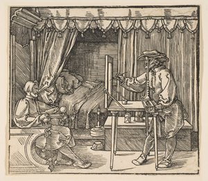Artista dibujando un retrato de un hombre de Albrecht Dürer