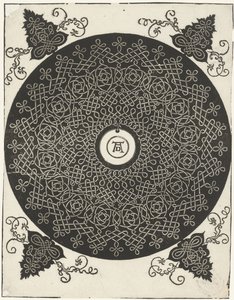 Ejemplo de bordado con escudo redondo de Albrecht Dürer
