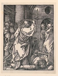 Cristo Expulsando a los Mercaderes del Templo, de la Serie La Pequeña Pasión de Albrecht Dürer