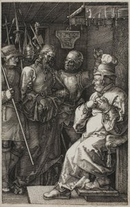 Cristo ante Caifás, de La Pasión Grabada de Albrecht Dürer