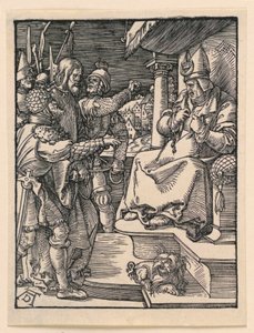 Cristo ante Caifás, de la serie La pequeña pasión de Albrecht Dürer