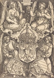 Escudo de armas del Imperio Alemán y la ciudad de Núremberg, 1521 de Albrecht Dürer
