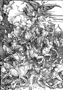 La revelación de Juan: 4. Los cuatro jinetes del Apocalipsis de Albrecht Dürer