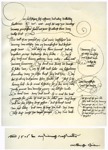 Borrador de la dedicatoria de Albrecht Durer a Bilibald Pirckheimer, c1523 de Albrecht Dürer