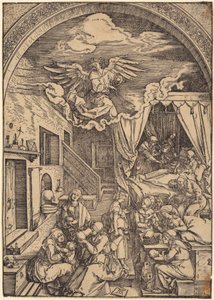 El nacimiento de Cristo, lámina 10 de la serie «La vida de María» de Albrecht Dürer