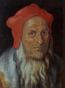 Alemán: Portrait of a bearded man with a red cap Retrato de un hombre de Albrecht Dürer