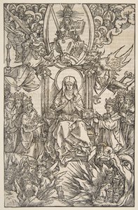 Ilustración de Revelaciones Sancte Birgitte, Koberger Nuremberg 1502 Texto alemán de Albrecht Dürer