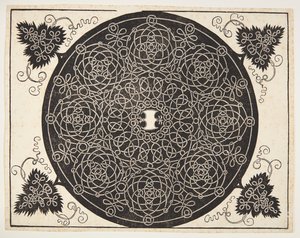 Patrón de cordón entrelazado con escudo festoneado de Albrecht Dürer