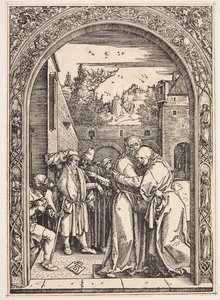 Joaquín y Santa Ana se encuentran en la Puerta Dorada de Albrecht Dürer