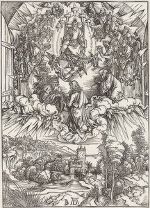 San Juan ante Dios Padre y los ancianos, de la serie del Apocalipsis. 1496 de Albrecht Dürer