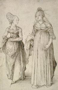 Dama en Vestido Veneciano Contrastada con una Hausfrau de Núremberg