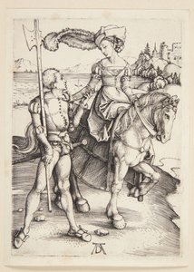 Dama a caballo y lansquenete de Albrecht Dürer