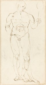 Desnudo Masculino Sosteniendo un Espejo [recto] de Albrecht Dürer
