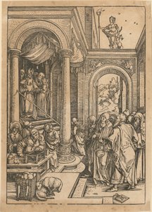 La presentación de María en el templo, lámina 6 de la serie «La vida de María» de Albrecht Dürer
