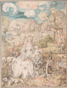 María entre una multitud de animales, ca 1503 de Albrecht Dürer