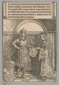 Maximiliano y María de Borgoña, lámina 2 de Escenas Históricas de la Vida del Emperador Maximiliano I del Arco Triunfal de Albrecht Dürer