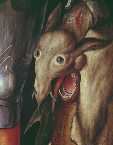 Retablo de Paumgartner: detalle del ala izquierda, que representa la cabeza del dragón derrotado por San Jorge, c.1500 (detalle) de Albrecht Dürer
