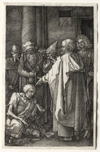 Pedro y Juan sanando al lisiado en la puerta del templo