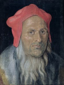 Retrato de un hombre barbudo con sombrero rojo, 1520