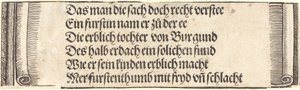 Texto impreso para El compromiso de Maximiliano con María de Borgoña, 1515 de Albrecht Dürer