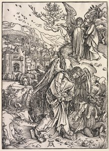 Revelación de San Juan: Ángel con la llave del abismo de Albrecht Dürer
