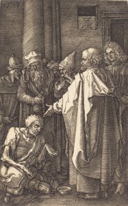San Pedro y San Juan Sanando a un Lisiado en la Puerta del Templo de Albrecht Dürer