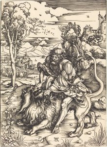 Sansón luchando con el león de Albrecht Dürer