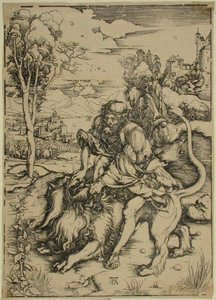 Sansón luchando contra el león de Albrecht Dürer