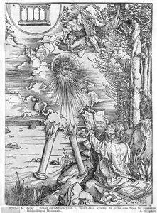 Escena del Apocalipsis, San Juan devorando el Libro, edición latina, 1511