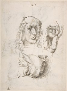Autorretrato, Estudio de una mano y una almohada de Albrecht Dürer