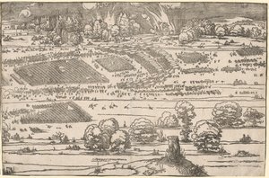 Asedio de una fortaleza: Parte izquierda de Albrecht Dürer
