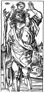 San Cristóbal llevando al Niño Cristo, 1525, 1936 de Albrecht Dürer