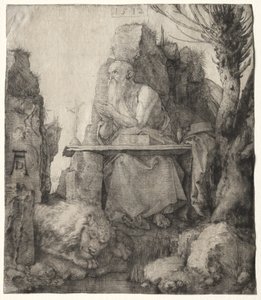 San Jerónimo sentado cerca de un sauce de Albrecht Dürer