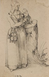Figura de pie de una mujer sosteniendo un niño de Albrecht Dürer
